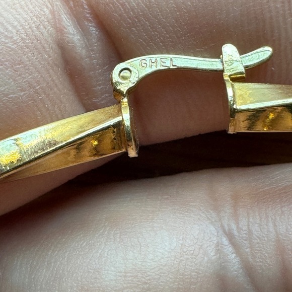 Vintage Gold electroplated GHEL Oversized Square Twisted Hoop Earrings - Picture 2 of 4